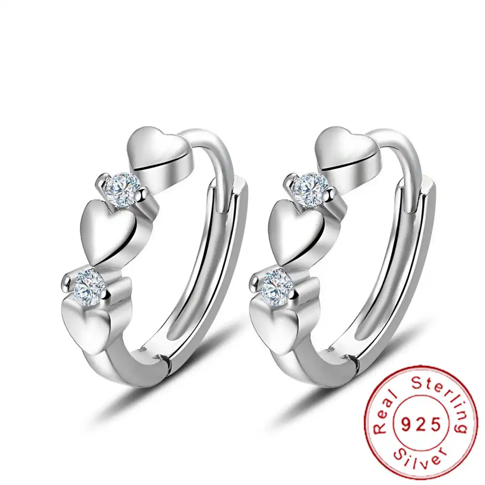 Серебро 925 пробы крошечные маленькое сердце обруч серьги huggie девушки дети просто Helix пирсинг уха Oorbellen Zilver SE070