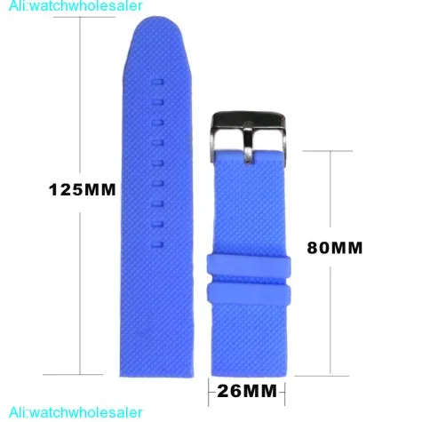 26mm Ocean Blue Color Silicone Jelly Rubber Unisex Watch Band Straps WB1062U26JB
