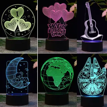 

Creative 3D Acrylic LED Night Light Colorful Cartoon Table Lamp USB LED Night Lamp for Kids Bedroom Bedside Home Decor Kid Toys