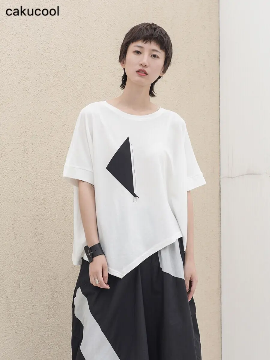 

Cakucool 2019 new summer port wind street simple neutral loose cotton short-sleeved T-shirt female