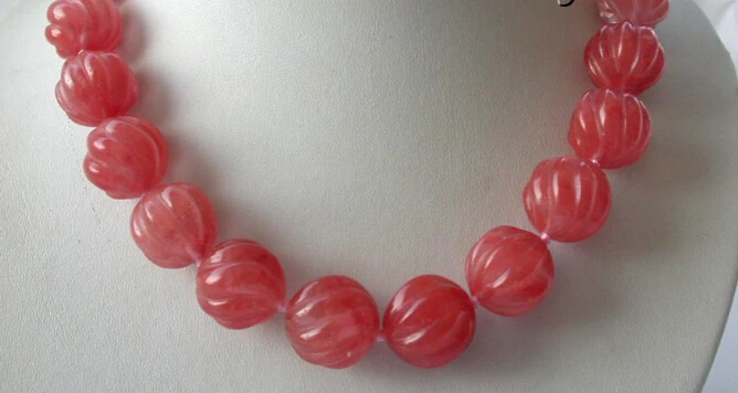 

huij 002226 stunning big 18mm round carve pink crystal necklace