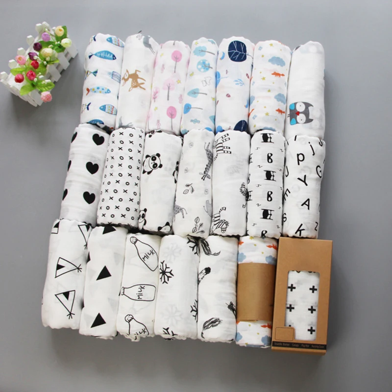 

1Pc Muslin 100% Cotton Baby Swaddles Soft Newborn Blankets Bath Gauze Infant Wrap Sleepsack Stroller cover Drop Ship