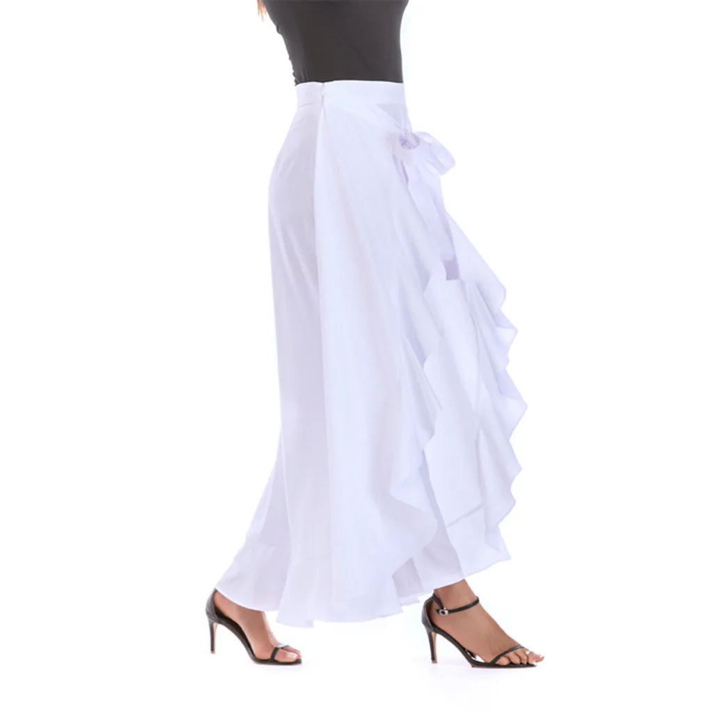 Страусиная повседневная Летняя женская серая боковая молния передняя накладка брюки юбка с рюшами бант длинная юбка Feminino Vestido