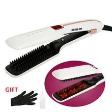 Многофункциональный спрей паровой выпрямитель для волос Расческа профессиональная отрицательная ионная завивка волос инфракрасный плоский утюг Инструменты для укладки