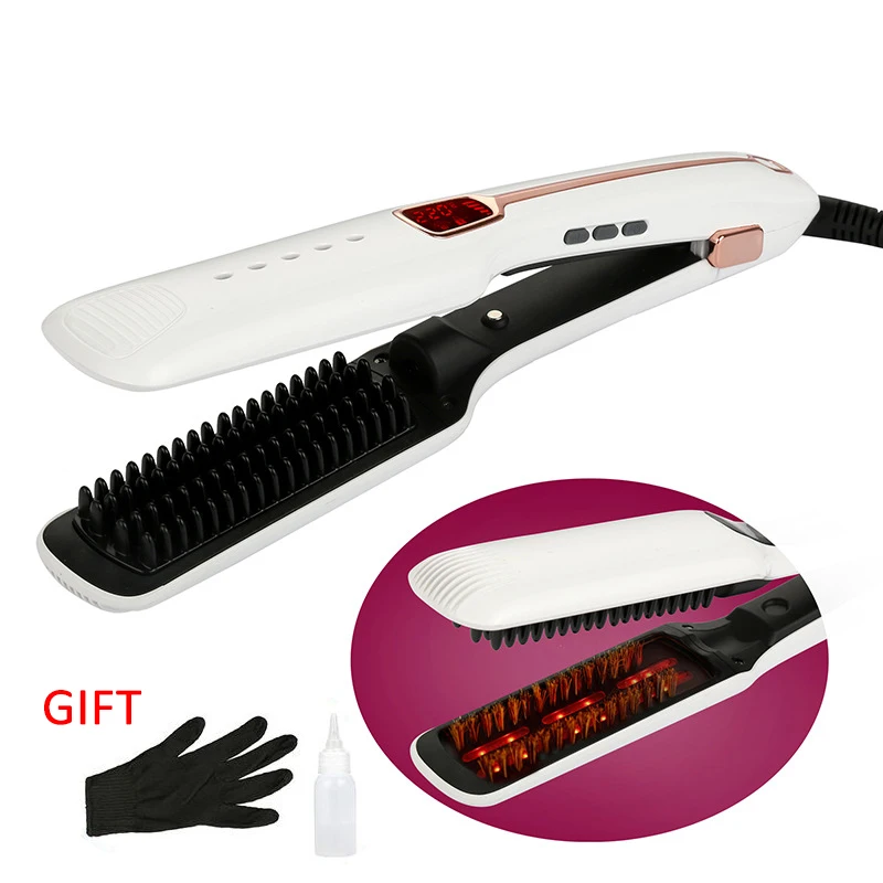 

Multifunction Spray Steam Hair Straightener Comb Brush Professional Negative Ion Hair Curling Infrared Flat Iron Styling Tools