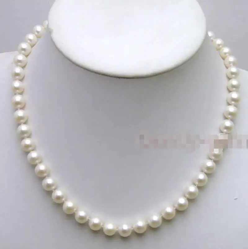 

FREE SHIPPING HOT sell new Style >>>>SALE Big 8-8.5mm White High Quality AA+ Round Natural Freshwater PEARL Necklace