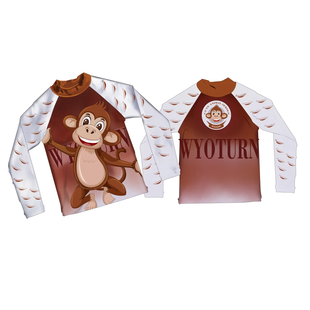 

WYOTURN Children Long-sleeved mma Boxing Jerseys Monkey Boxeo Rash Guards Fitness Gym Sport Quick Dry rashguards BJJ For Kids