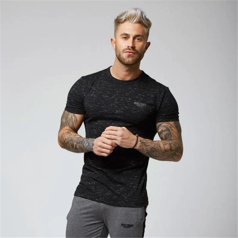 Summer Men Gym Tight T shirt Male (7)