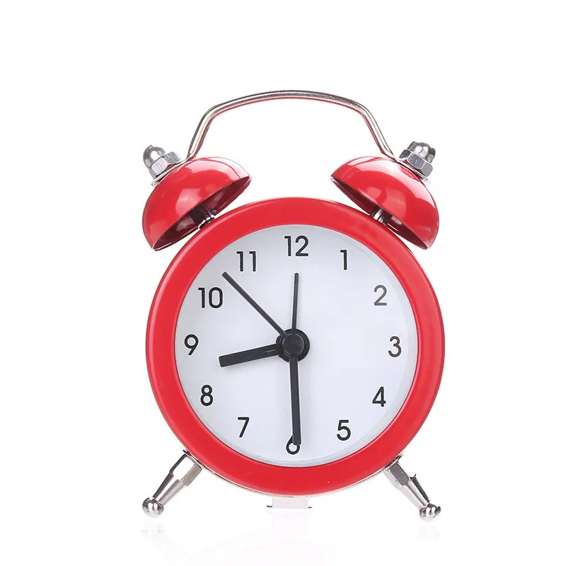 Новинка, модные часы с двумя колокольчиками, бесшумный будильник из нержавеющей стали, супер громкий будильник, звук для тяжелого сна, настольные часы M4 - Цвет: Красный