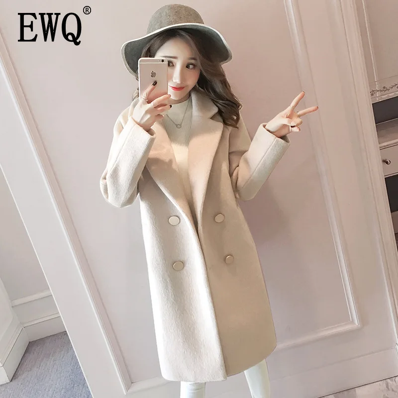 

[EWQ]2019 new style Autumn awinter England Style Turn-down Collar long-sleeved student jacket woolen nizi coat thickening QH708