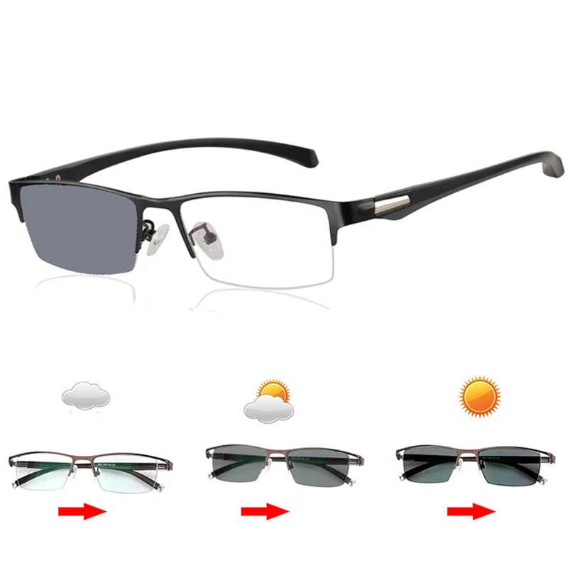 Photochromic + Progressive Multifocal Multifocus Reading Glasses Transition Sunglasses Men