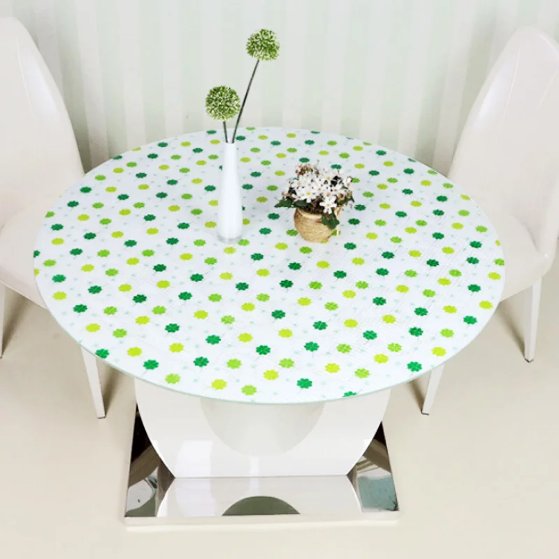  HAZY 3D Pattern PVC Round Tablecloth Waterproof Dust-proof Anti-fouling Soft glass Table Cover Prot