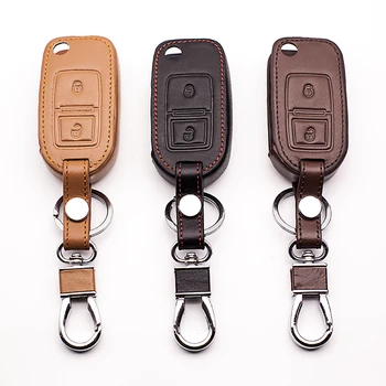 

New style car leather key cover black brown coffee color car-covers for Volkswagen Jetta Tiguan Passat POLO Golf For Skoda A5