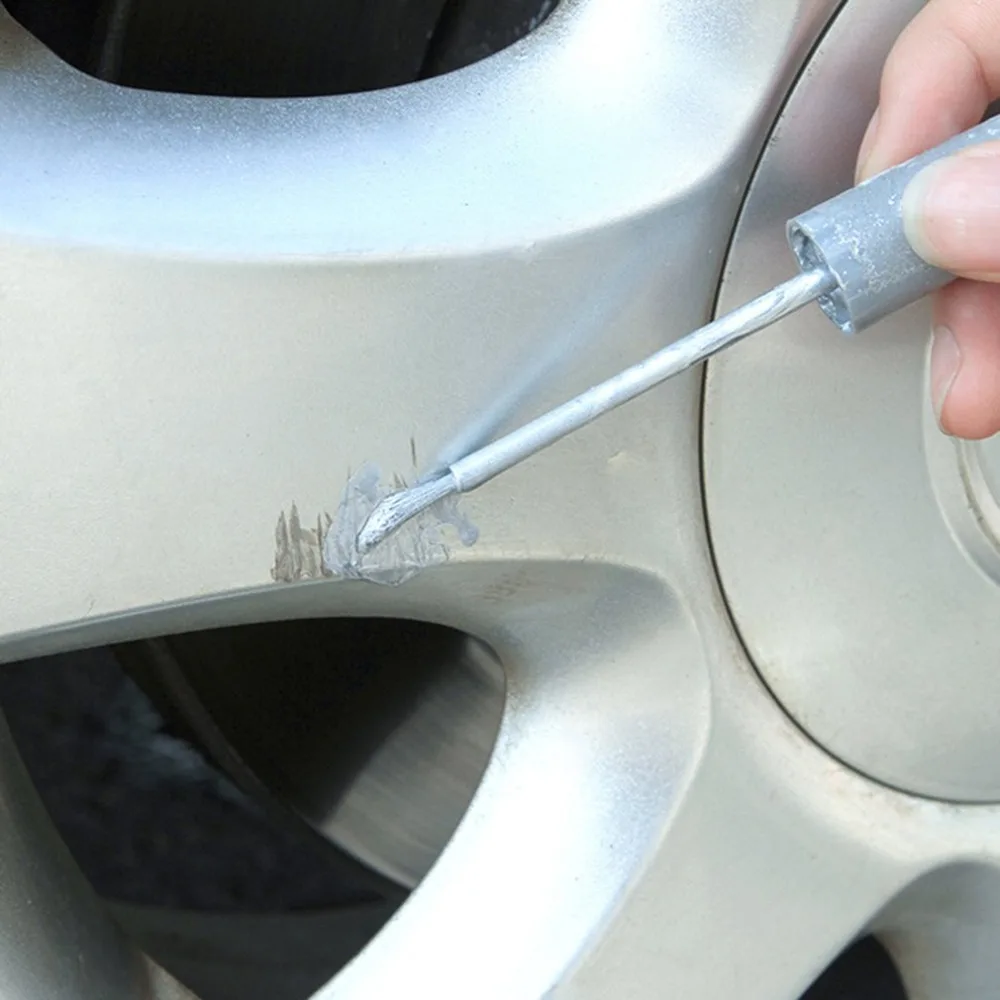 

Car Wheel Scratch Repair Touch Up Pen Aluminum Alloy White Silver Touch Up Paint Wheel Refurbished Self-painting Wheel Pen