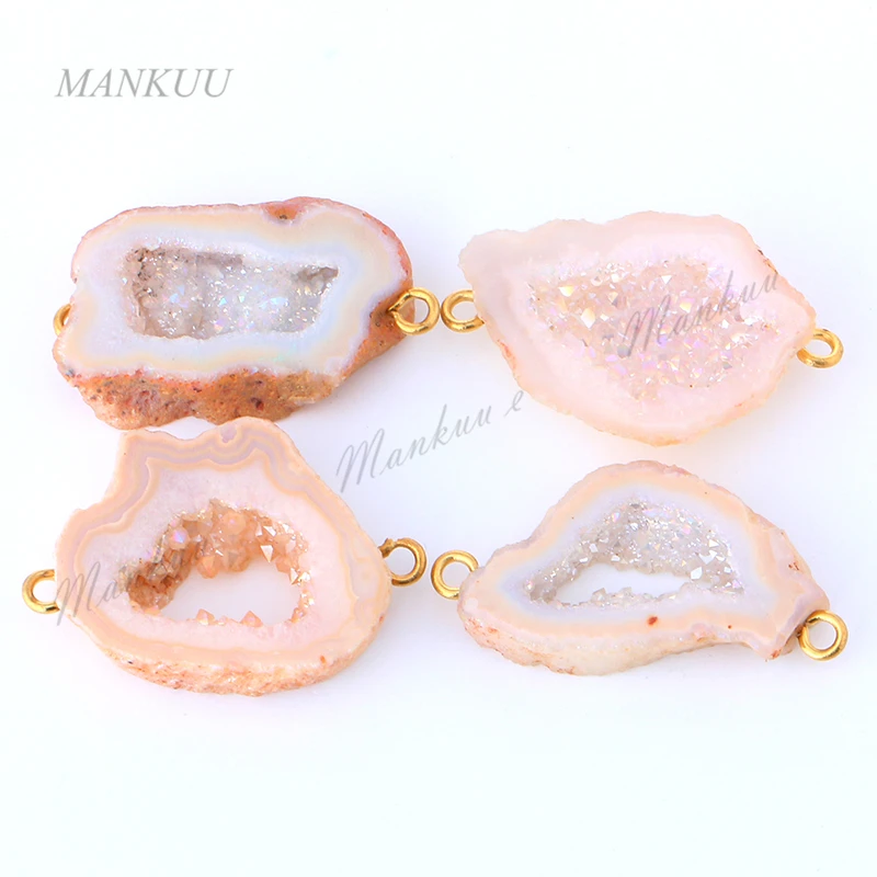 DRF134 Hot Trendy Random Shape Geode Drusy Druzy Pendant Connectors with Double Bails New Jewelry Supplies 18*24mm-25*25mm Jewelry Findings