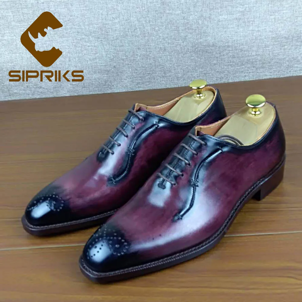 

Sipriks Unique Designer Oxfords Imported Calf Leather Dress Shoes Goodyear Welt Wedding Party Evening Lace Up Shoes High Quality
