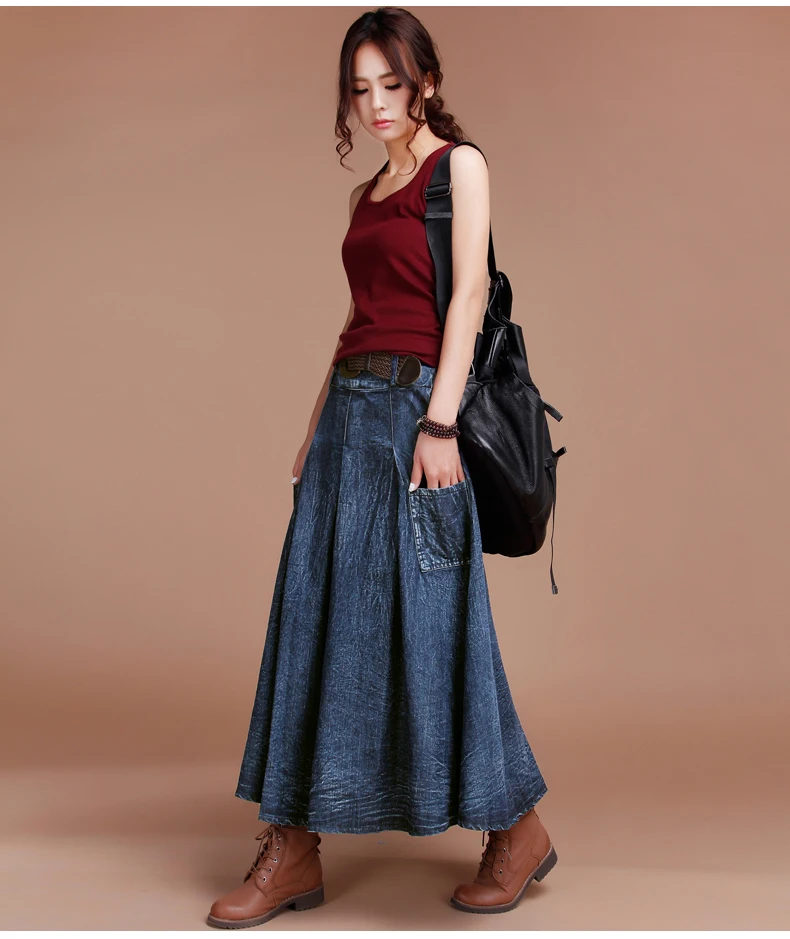 boho jean skirt