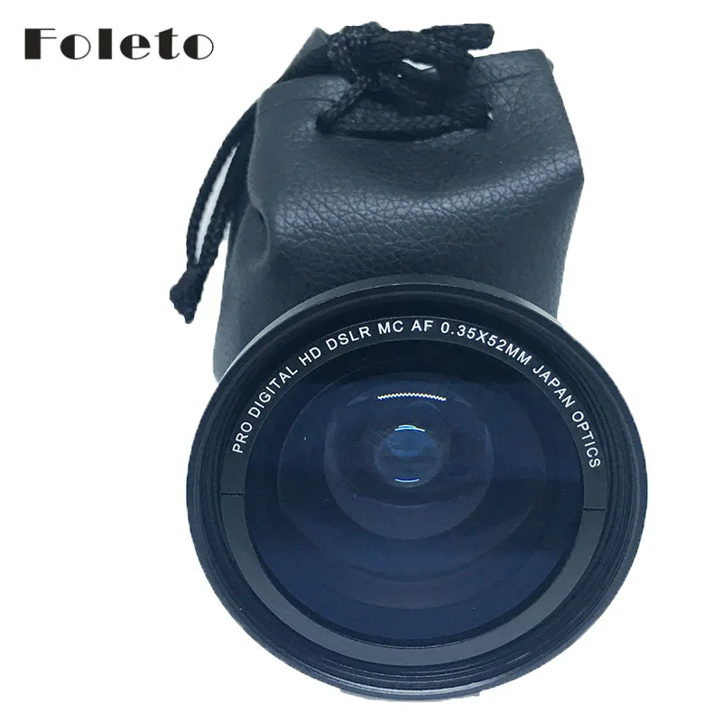 Широкоугольный макрообъектив Foleto 52 мм 0.35x Fisheye для Nikon d3000 D90 D7100 D3200 d3100 D5200 18 55