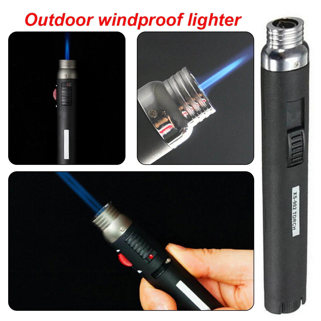 Black Windshield pen welding torch Outdoor Lighter Jet Flame Butane Gas Refill Lighter Welding Soldering Torch Pen