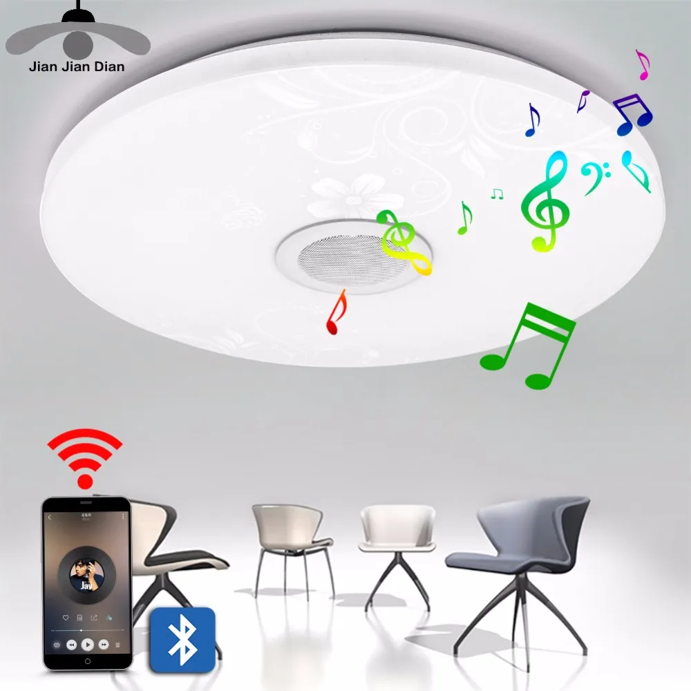

JJD Modern Blutooth music LED Ceiling Light Surface Hall Flush Living Room Bedroom Lighting Fixture Mount Panel Round Lamp