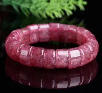 

Natural Red Ice Strawberry Quartz Crystal Bracelet AAA 15*8mm