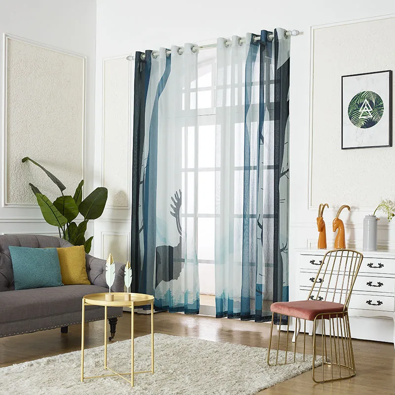 

Curtains For Living Room Bedroom Fashionable and Simple Modern Window Decoration Tissue Curtain Printed Plain Colour Curtains