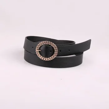 

Designer Women's Belt Gold Buckle Waist Belts For Women's Jeans Skinny Leather Strap High Quality Cinturon Mujer YS35