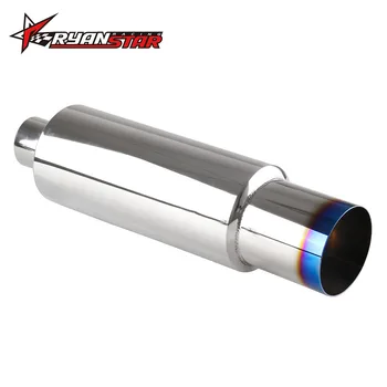

4" N1 Style Burn Tip Stainless Steel Racing Motorcycle Resonator Exhaust Muffler 2.5" Inlet Burning Blue Tailpipe Car Tailpipe