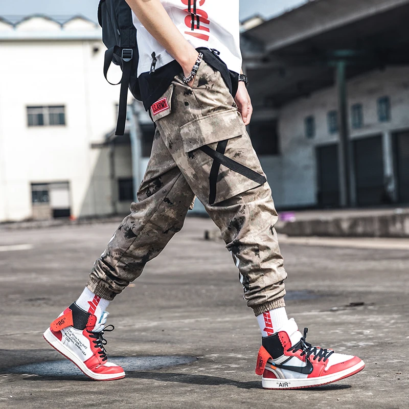 Новые модные брюки-карго мужские уличные Стиль Хлопок Jogger камуфляжные мужские брюки повседневные узкие спортивные штаны мужские - Цвет: camouflage