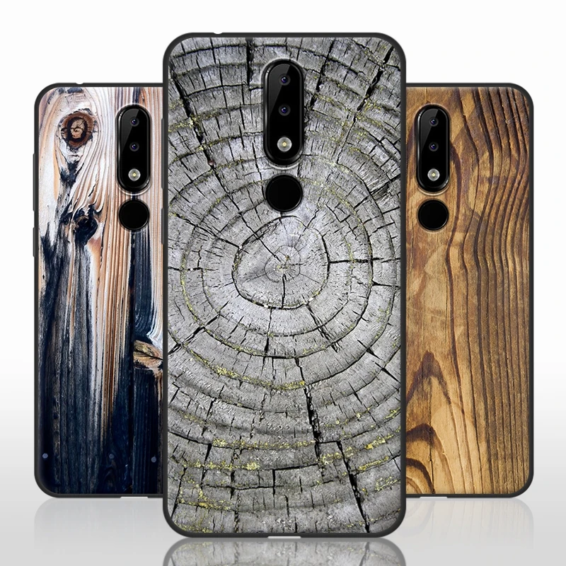Для Nokia X5 TA-1109 purecolor камня и дерева зерна окрашены все включено Мягкие TPU shell