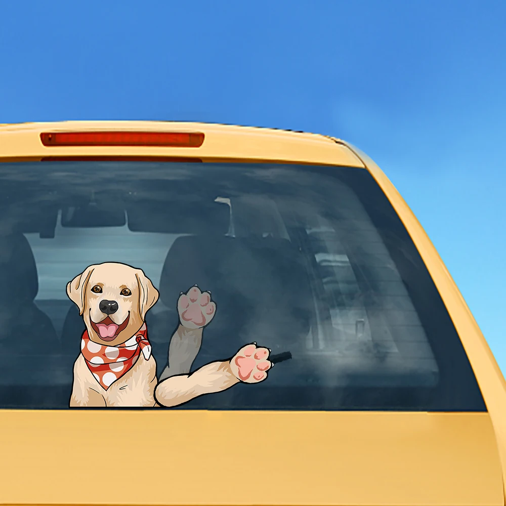 

Rylybons Labrador Dog Waving Wiper Decals PVC Car Styling Rear Window Wiper Stickers for Auto Products Car Stickers And Decals