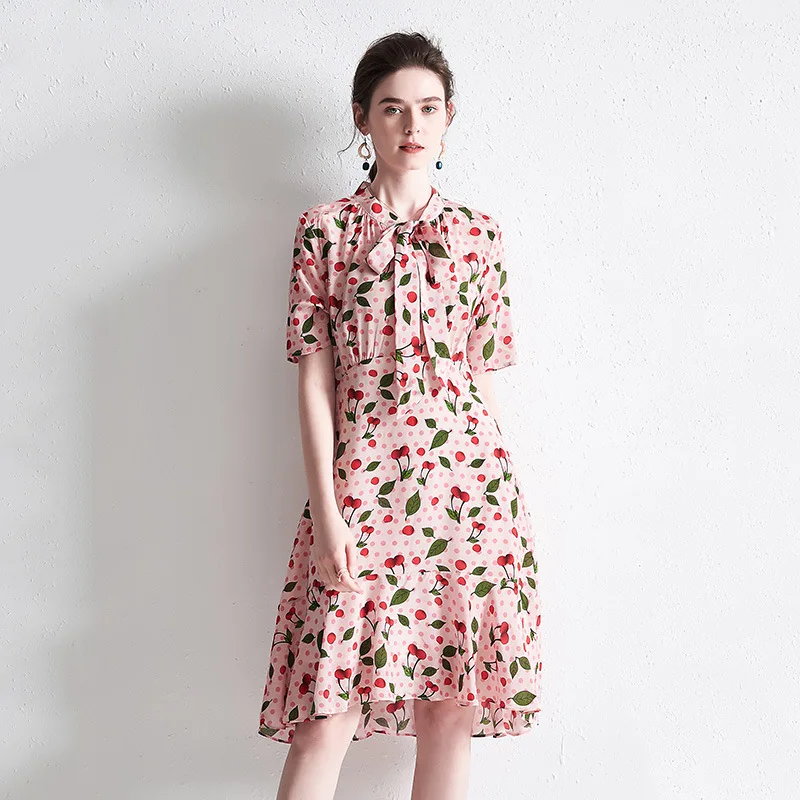 

pink floral silk plus size party dress vintage strand boho bohemian casual dresses sexy 2019 women summer printed cherry sweet