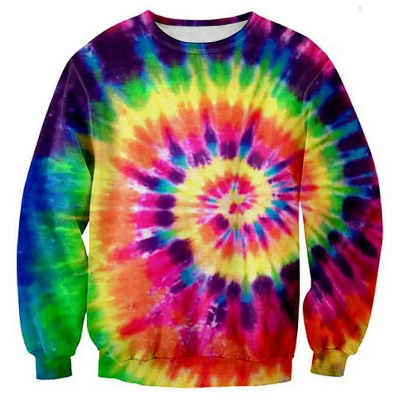 

Colorful Tie Dye Style Hoodie Men Sweatshirt Fashion Magic Swirl Pattern 3D Sweat Tops Crewneck Pullovers Long Sleeve Outwear