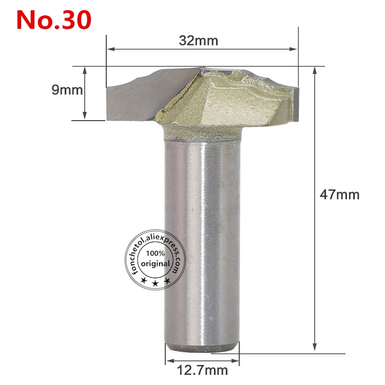 12.7mm Shank-1PCS,cnc solid carbide engraving woodworking router bit,trimmer wood milling cutter,Cabinet door lace knife - Длина режущей кромки: No.30