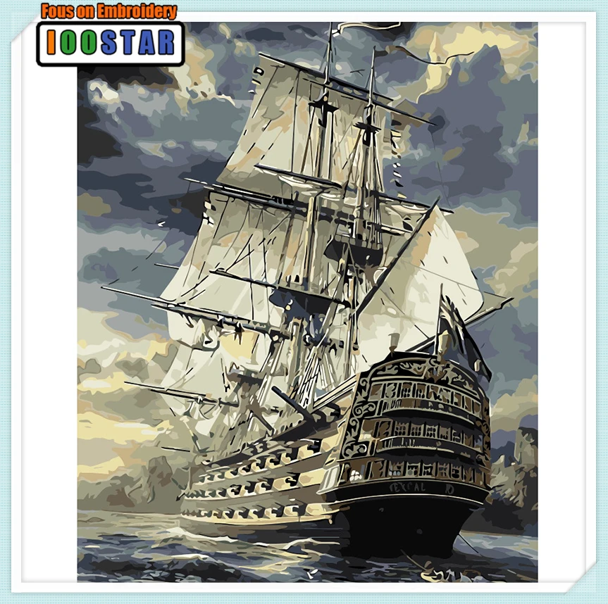 

DIY Painting By Numbers Kit Seascape Handpainted Oil Painting Unique Gift For Home Decor 40x50cm sea sailing boat Artwork YF1608