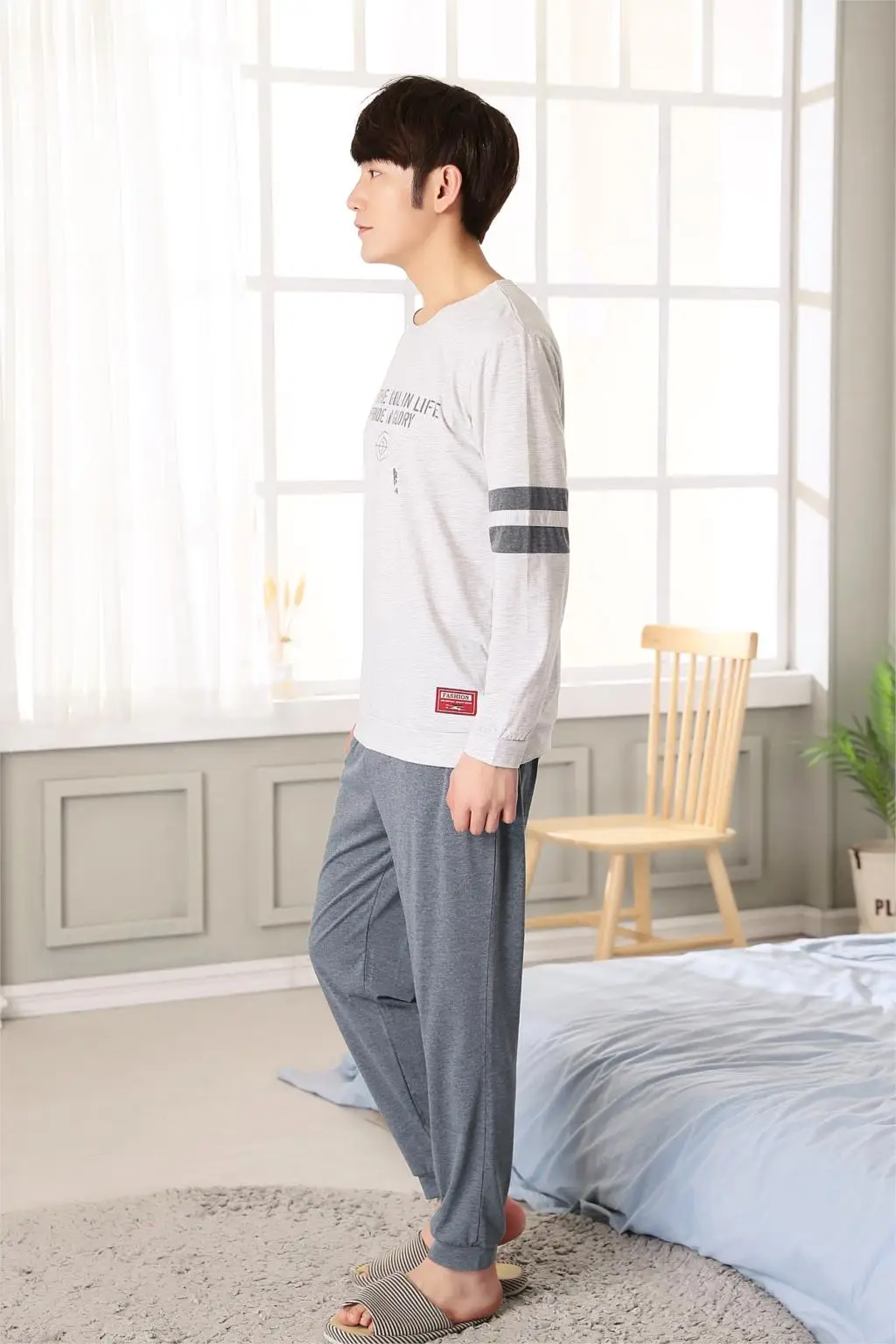 Yuzhenli Весна Для мужчин s Пижама Для мужчин пижамы хлопка Pijama Hombre мужские Пижамные наборы Домашняя одежда ночная рубашка+ брюки XXXL
