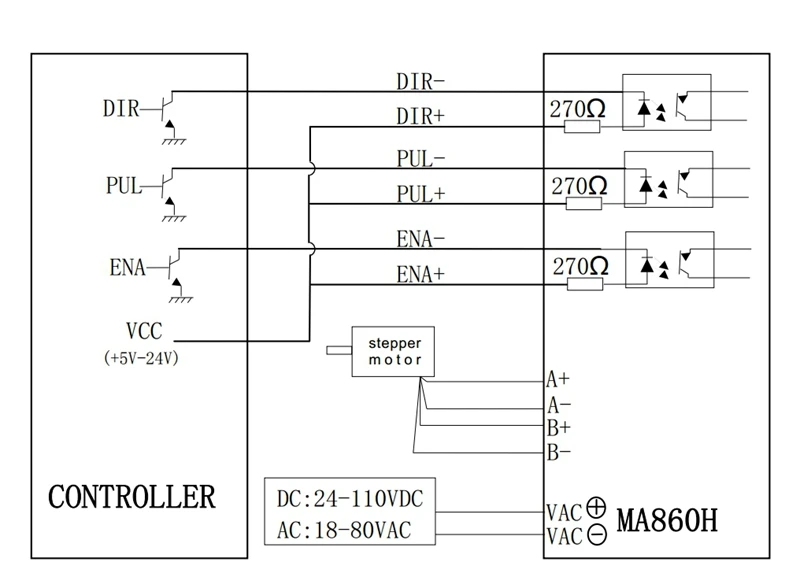 MA860H чпу шаговый двигатель драйвер 24-110VDC 256 подделка Замена leadshine MA860H 2 фазы 18-80VAC 7.2A для NEMA23 NEMA34 двигатель