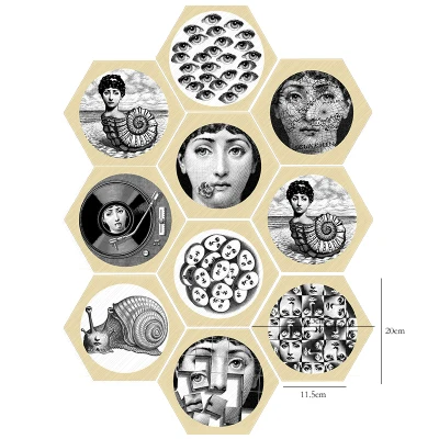 Креативные европейские ПВХ наклейки для напольной плитки fornasetti дизайн шестигранные самоклеящиеся водонепроницаемые наклейки на стену для ванной/кухни плитка - Цвет: 2
