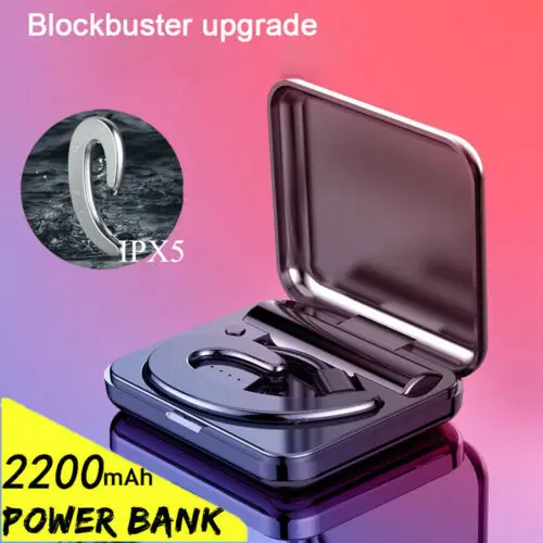 

1pc Bluetooth 4.1 Headset Wireless Ear Hook Earphones 5D Stereo Waterproof Sports Headphones With Charging Box