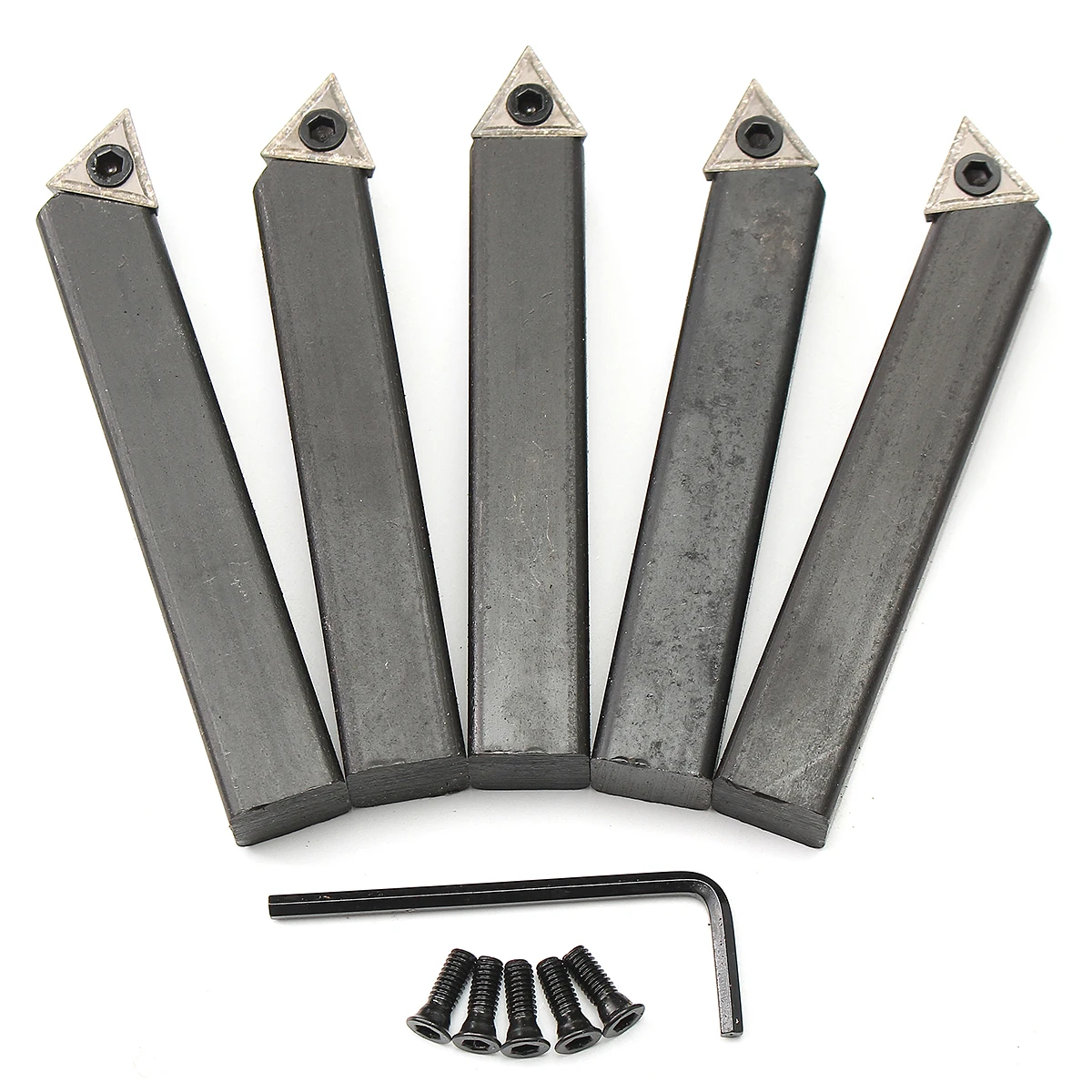 

5Pcs 16mm(5/8") Indexable Carbide Tipped For CNC Machine Lathe Cutter Tool Set Style "A" "B" "E" with Indexable Tungsten Black
