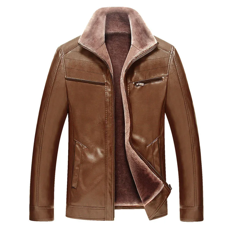 Новая мода осень зима мужская Толстая теплая кожаная куртка из искусственного меха мужская кожаная куртка мужская куртка из искусственной кожи пальто Верхняя одежда