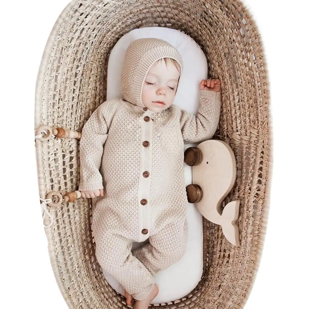 

Baby Rompers Clothes Newborn Boys Girls Knitted Jumpsuits Long Sleeve Autumn Toddler Kids Bebes Outfits 2pc One Piece 0-18M Wear