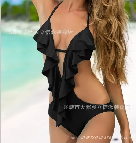

Women's Swimsuit One-Piece Swimsuits Onepiece Bride One Piece Bikini New Pure Color Edge For Ladies 2019 Lycra Solid