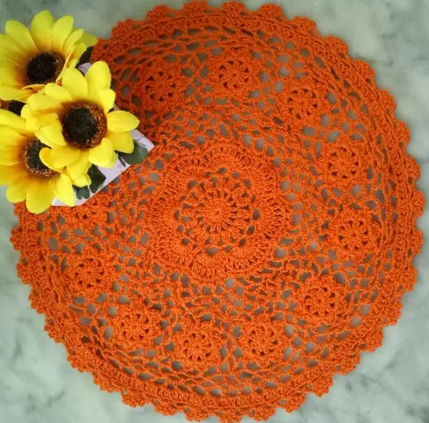 

1PCS Modern Cotton Crochet Doily Party Round Placemat 37cm Drink Coasters Pad Kitchen Lace Table Pads For Dining Table trapillo