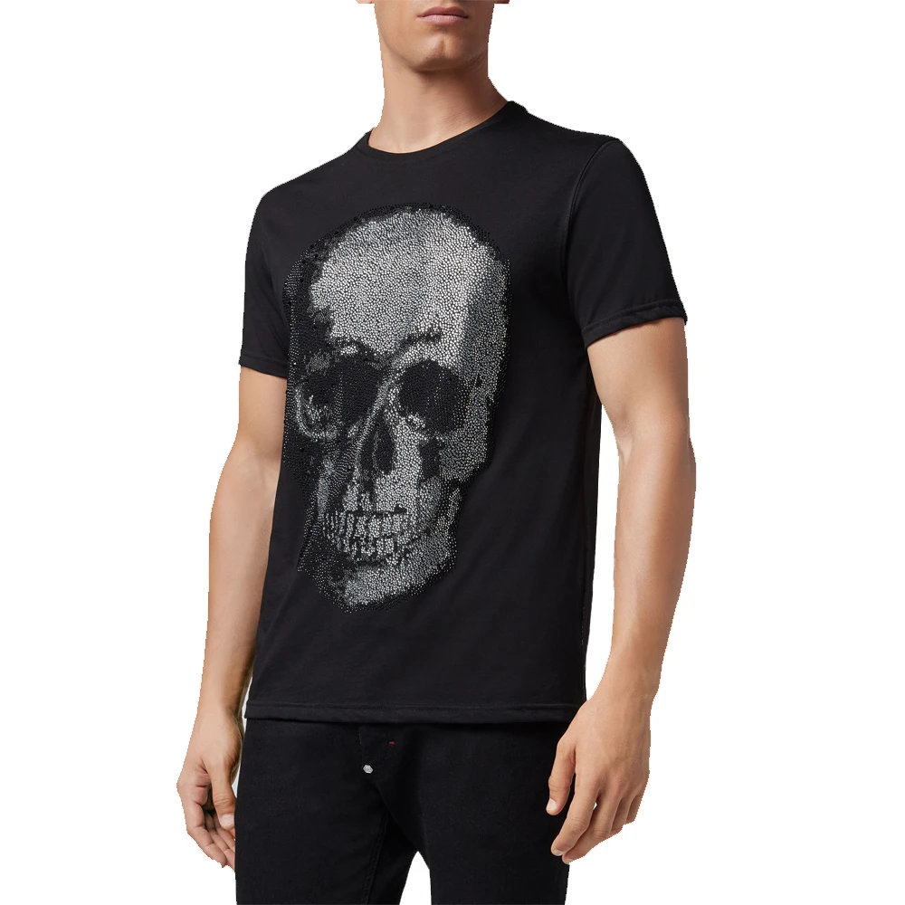 Camiseta de PP para hombre, camisa 100% de algodón con estampado informal de Calavera Cristal grande, ropa de marca, camisetas ADT9061| Camisetas| - AliExpress