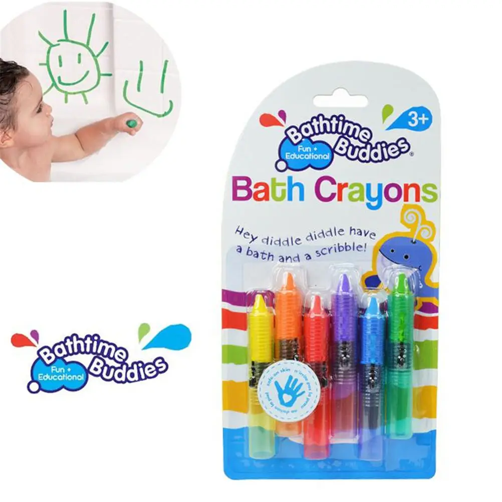 Baby Bath Crayons Pack of 6 Non Toxing Education Fun Toy Easy Washable crayoning 