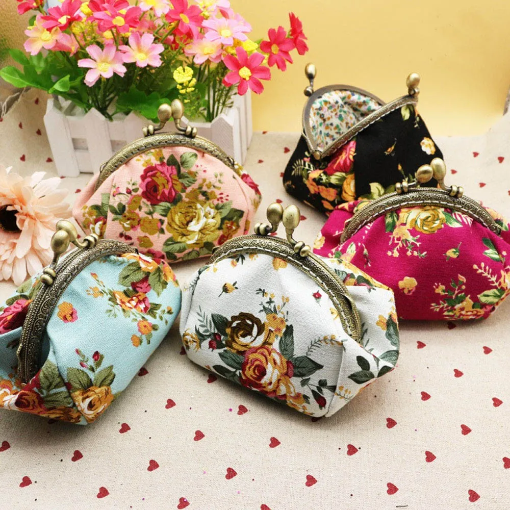 

Hot Sale Women Coin Purse Cute Wallet Lady Retro Vintage Flower Small Wallet Hasp Purse Kawaii Bag Clutch Bag Monedero