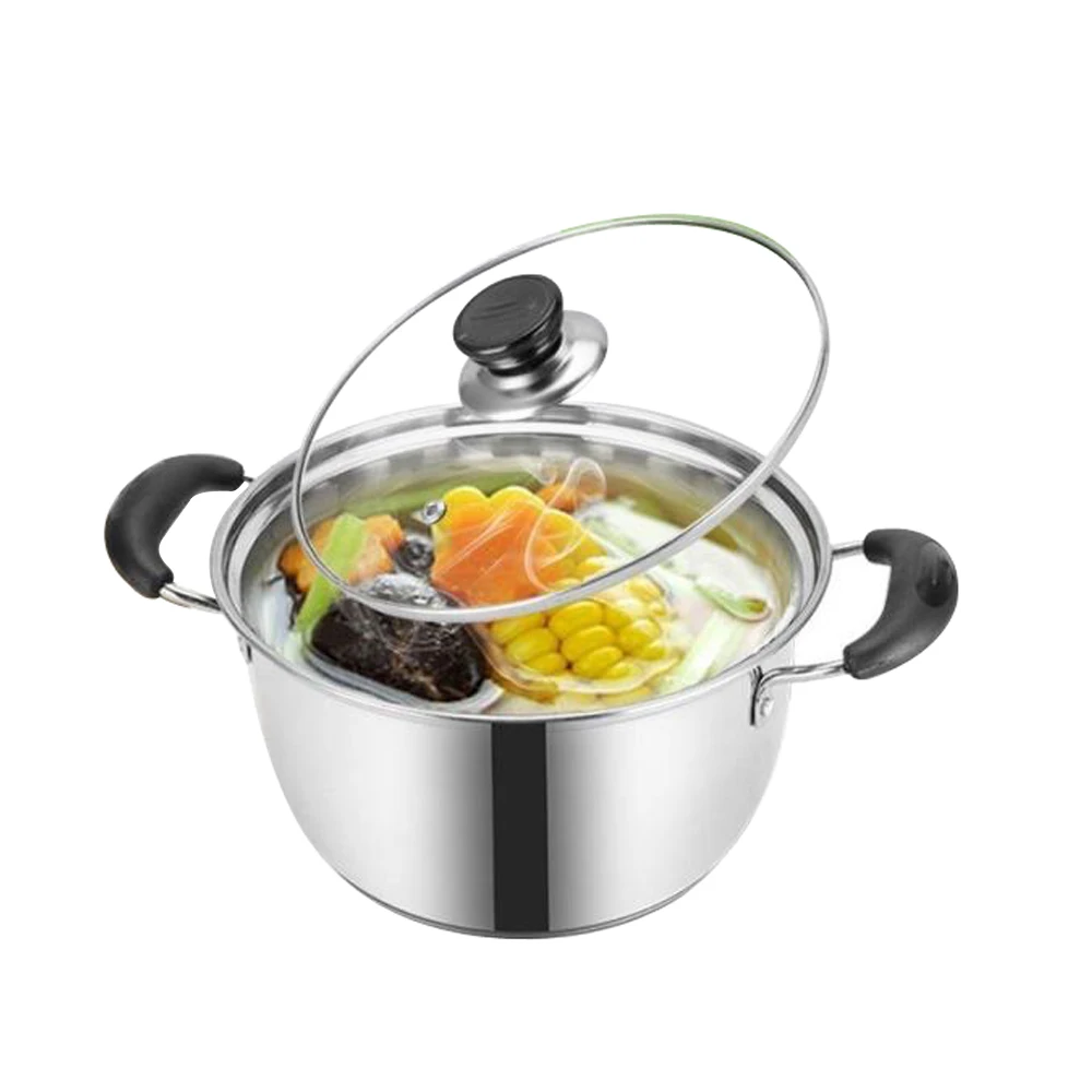 Кастрюля из нержавеющей стали 1.5L-4L с двойным дном, кастрюля для супа, немагнитная кухонная посуда, универсальная посуда с антипригарным покрытием