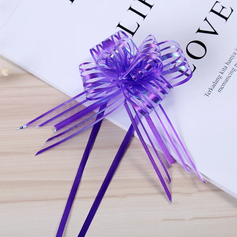 dark purple 10 шт./лот Ленточные бантики для свадебной вечеринки, украшение автомобиля, пулбанты, новогодние подарки на день Святого Валентина, товары для украшения своими руками - Цвет: dark purple