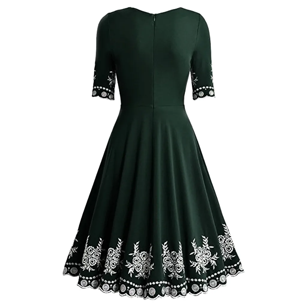 Women Fashion Half Sleeve O-neck Print Casual Slim S-5XL Mini Dress
